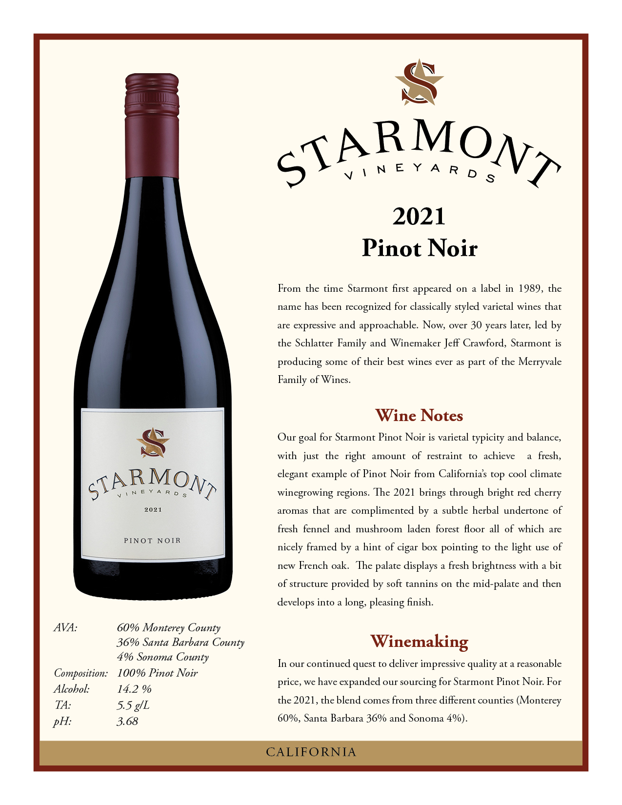 Setar Ont Pinot Noir Trade - Starmont Wines